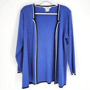 Exclusively Misook Open Front Cardigan Sweater Shoulder Pads Large